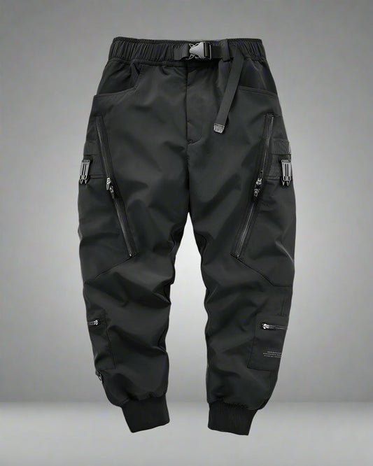 Pantalon Cargo Chic Noir avec Poche Zippée - pantalon cargo - Pantalon Cargo Noir avec Poches Zippées pour Confort Quotidien