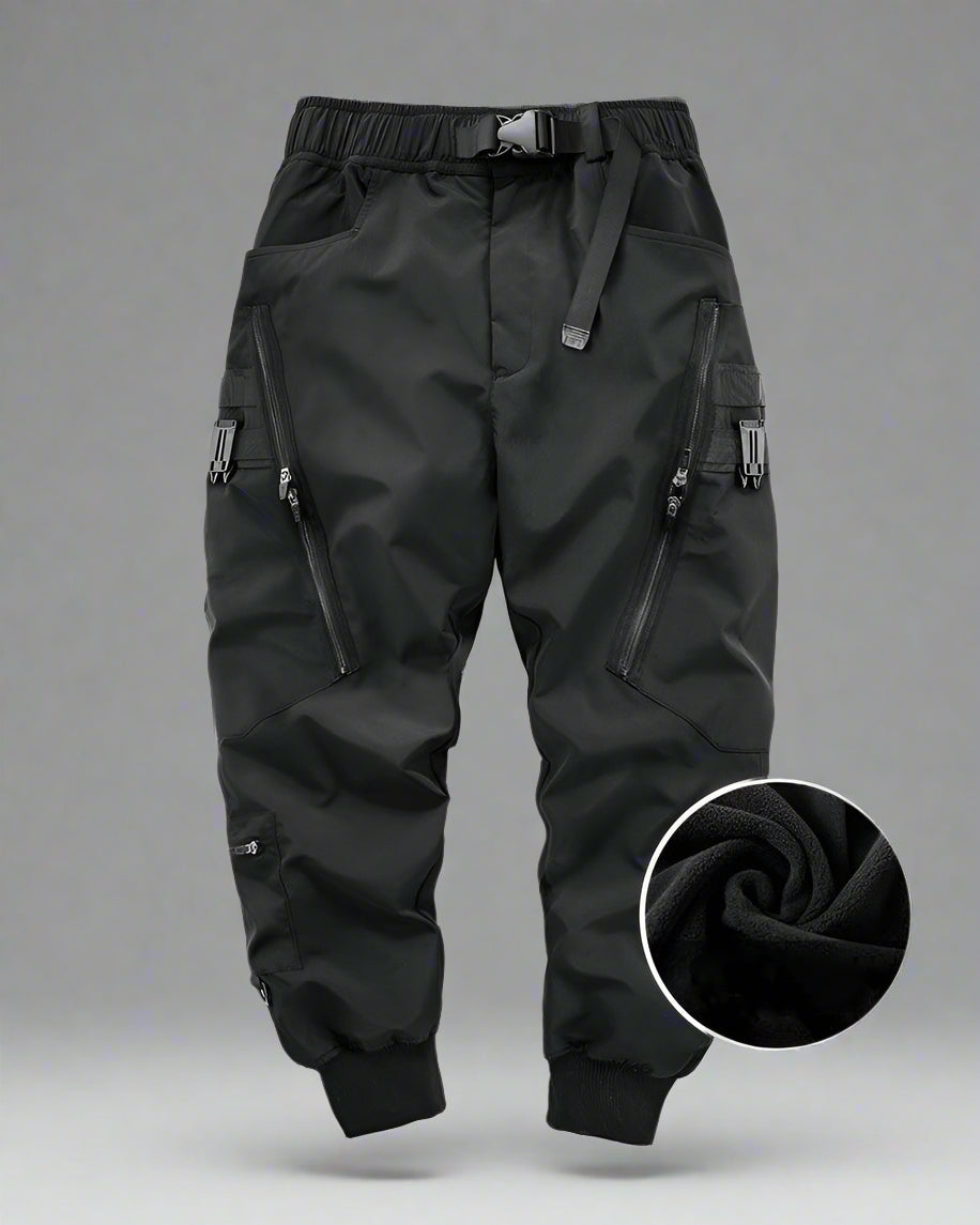 Pantalon Cargo Chic Noir avec Poche Zippée - pantalon techwear - Pantalon Cargo Noir avec Poches Zippées pour Confort Quotidien