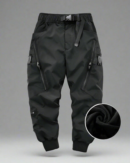 Pantalon Cargo Chic Noir avec Poche Zippée - pantalon techwear - Pantalon Cargo Noir avec Poches Zippées pour Confort Quotidien