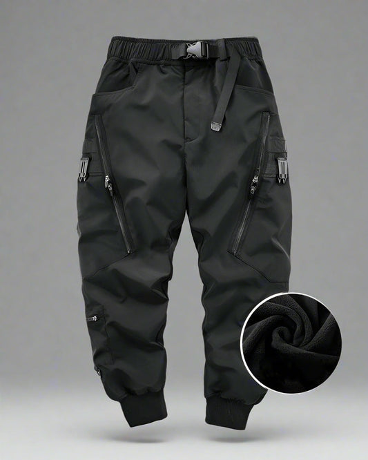 Pantalon Cargo Chic Noir avec Poche Zippée - pantalon techwear - Pantalon Cargo Noir avec Poches Zippées pour Confort Quotidien