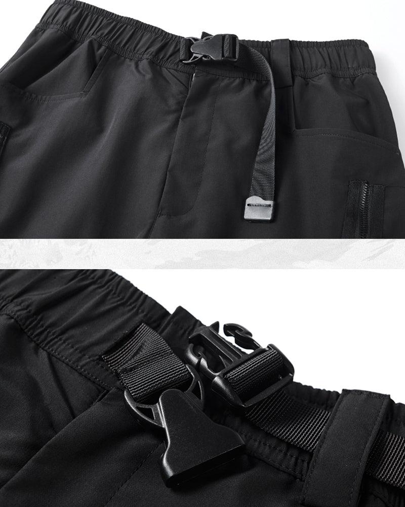 Pantalon Cargo Chic Noir avec Poche Zippée -  vêtements confortables - Pantalon Cargo Noir avec Poches Zippées pour Confort Quotidien