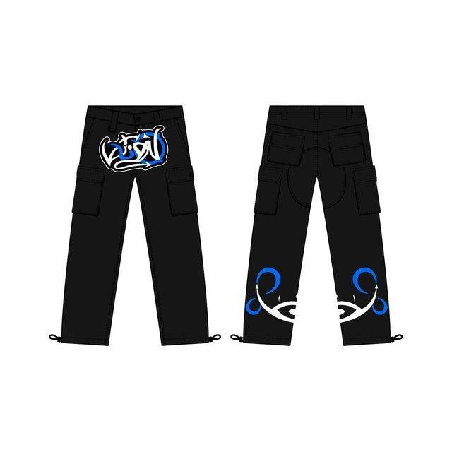 Pantalon cargo graffiti noir -  graffiti - Pantalon cargo graffiti noir pour un look streetwear unique