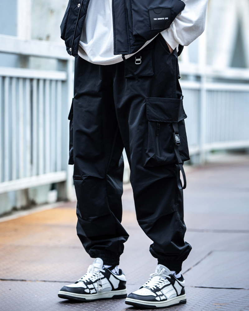 Pantalon Cargo Noir Chic - pantalon avec poches - Pantalon Cargo Noir Chic avec Poches Spacieuses