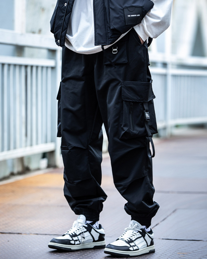 Pantalon Cargo Noir Chic - pantalon avec poches - Pantalon Cargo Noir Chic avec Poches Spacieuses