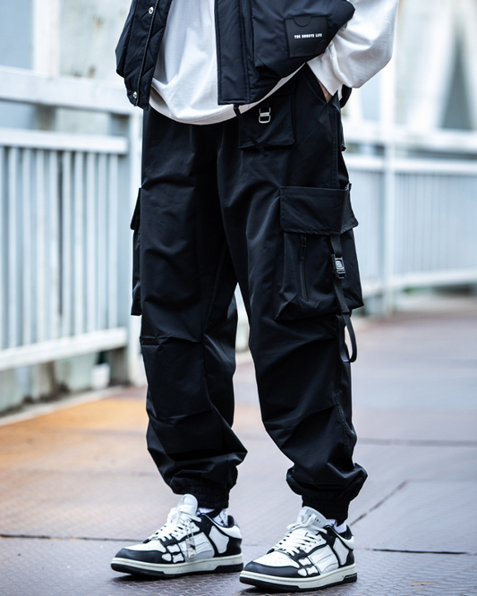 Pantalon Cargo Noir Chic - pantalon avec poches - Pantalon Cargo Noir Chic avec Poches Spacieuses