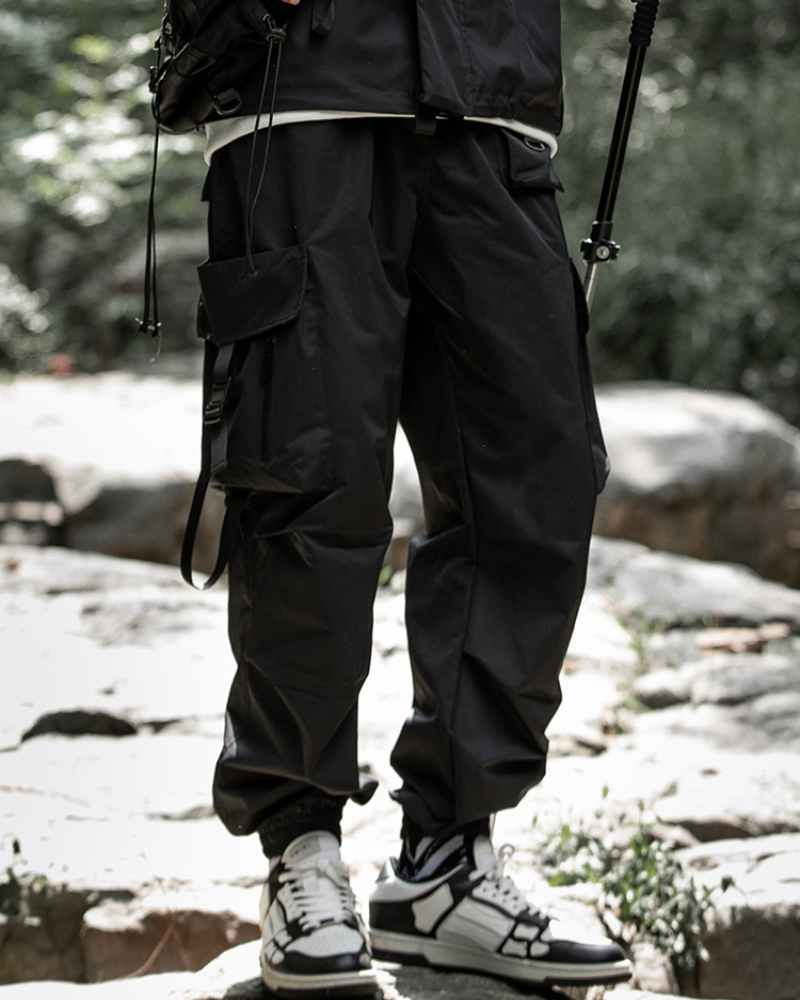 Pantalon Cargo Noir Chic -  pantalon cargo - Pantalon Cargo Noir Chic avec Poches Spacieuses