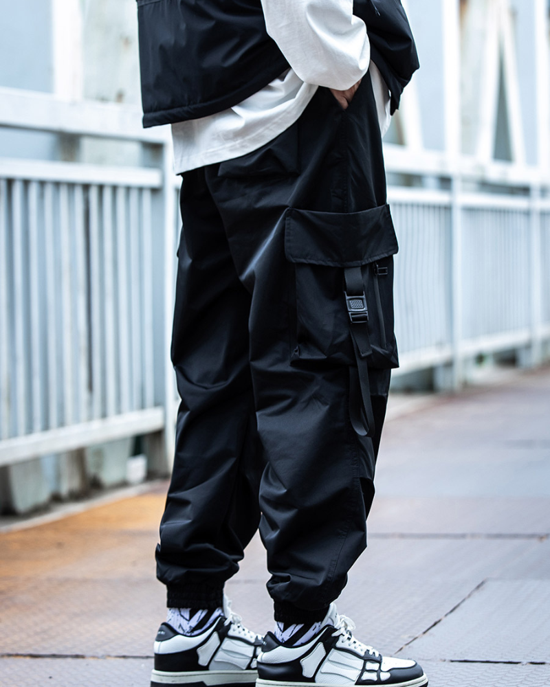 Pantalon Cargo Noir Chic -  pantalon cargo - Pantalon Cargo Noir Chic avec Poches Spacieuses