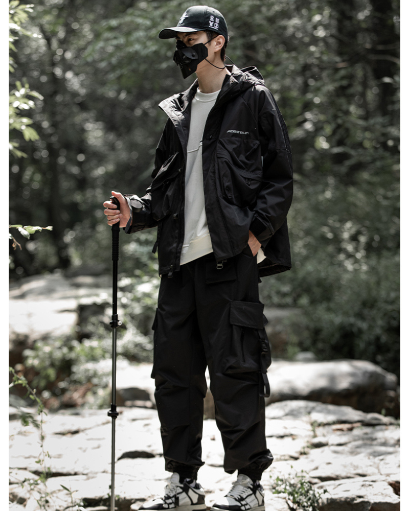 Pantalon Cargo Noir Chic - pantalon noir - Pantalon Cargo Noir Chic avec Poches Spacieuses