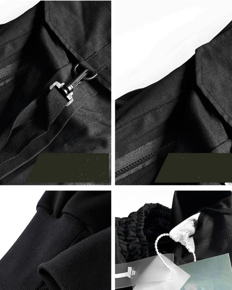 Pantalon Cargo Noir Covert -  pantalon en coton - Pantalon Cargo Noir Confortable pour Aventures Urbaines
