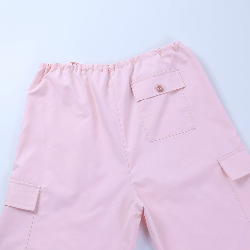 Pantalon cargo parachute rose -  streetwear - Pantalon cargo parachute rose pour un style décontracté