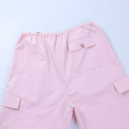 Pantalon cargo parachute rose -  streetwear - Pantalon cargo parachute rose pour un style décontracté