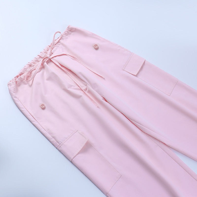 Pantalon cargo parachute rose - style streetwear - Pantalon cargo parachute rose pour un style décontracté
