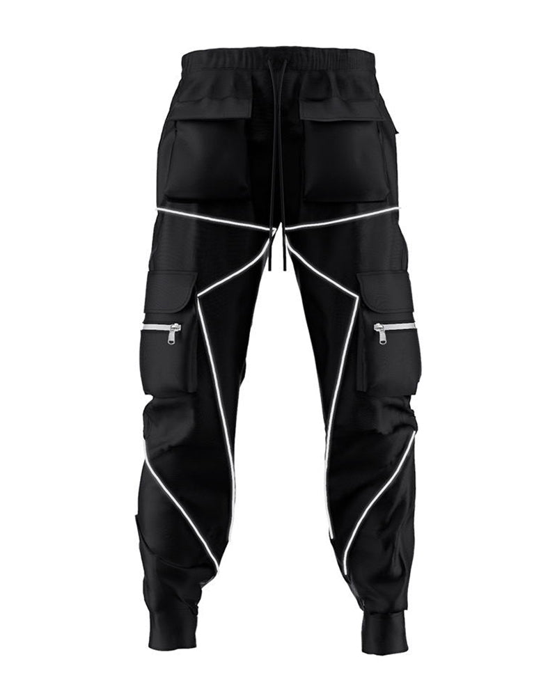 Pantalon Cargo Tactique Réfléchissant Stealth -  mode streetwear - Pantalon Cargo Tactique Réfléchissant pour un Style Urbain