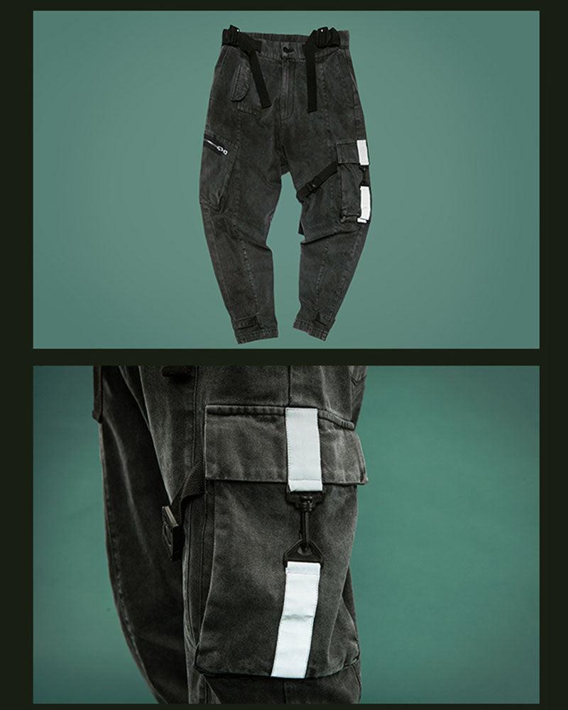 Pantalon Cargo Utilitaire Réfléchissant en Denim -  denim - Pantalon Cargo Réfléchissant en Denim Gris Foncé