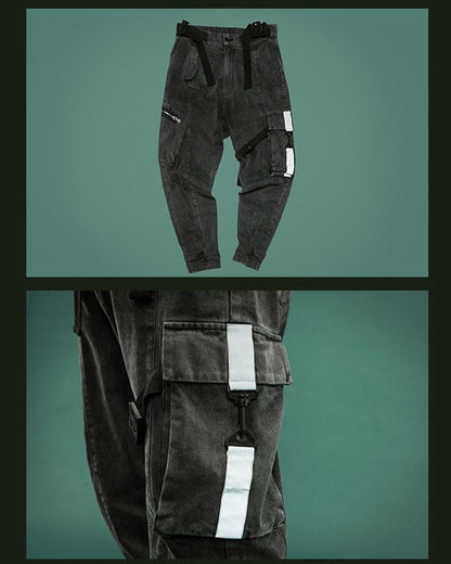 Pantalon Cargo Utilitaire Réfléchissant en Denim -  denim - Pantalon Cargo Réfléchissant en Denim Gris Foncé