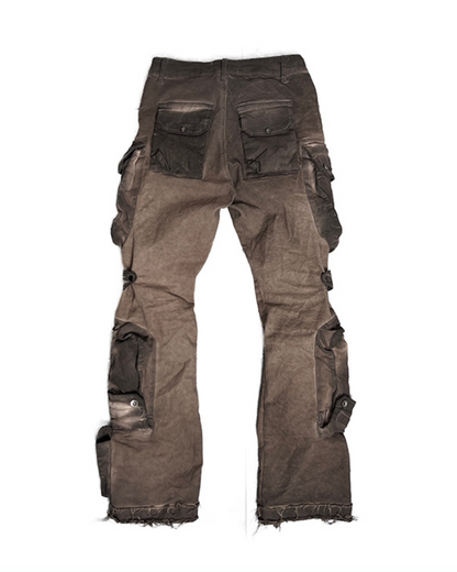 Pantalon Cargo Évasé Distressé Tendance - pantalons techwear - Pantalon Cargo Distressé Évasé au Style Urbain