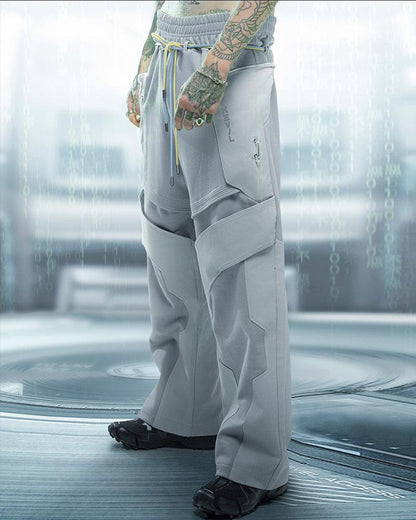 Pantalon Cyber Patchwork Futuriste - pantalon techwear - Pantalon Cyber Patchwork Futuriste en Polyester Confortable