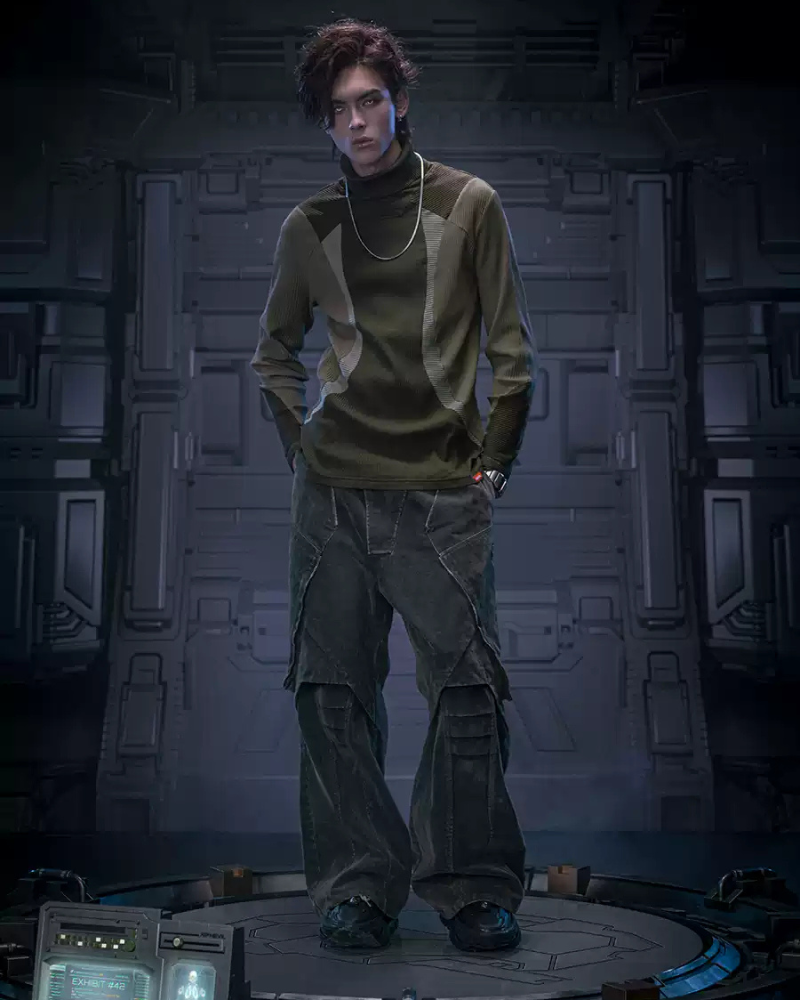 Pantalon en Denim Distress Velours -  couleur vert - Pantalon en Denim Distress Velours pour un Style Urbain