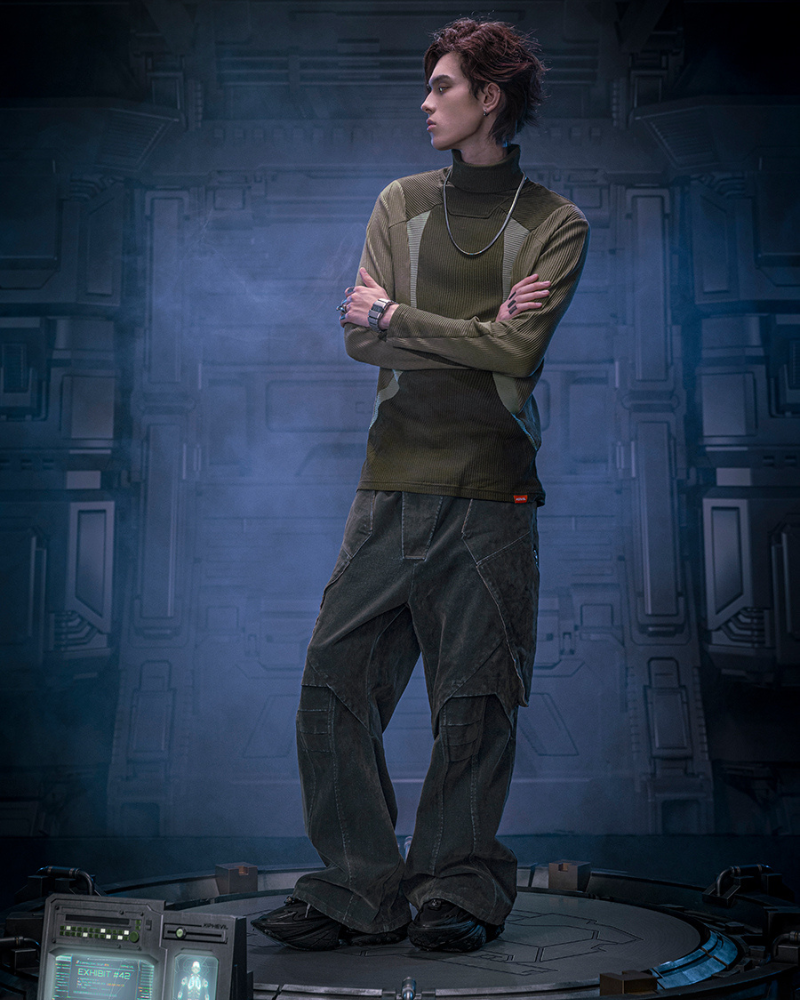 Pantalon en Denim Distress Velours -  style futuriste - Pantalon en Denim Distress Velours pour un Style Urbain