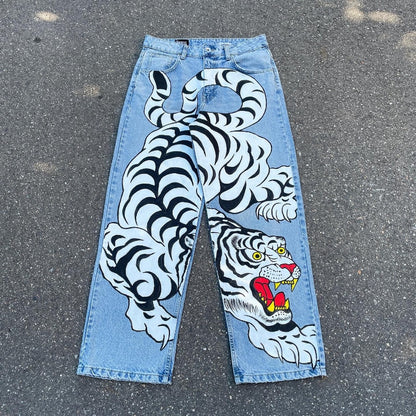Pantalon en Denim Vintage Patchwork Y2K -  denim vintage - Pantalon Denim Vintage Patchwork Y2K pour un style unique