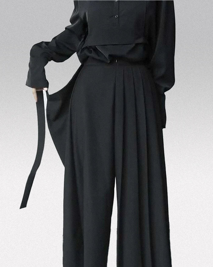 Pantalon Hakama Noir Élégant -  mode japonaise - Pantalon Hakama Noir pour un Style Unique et Élégant