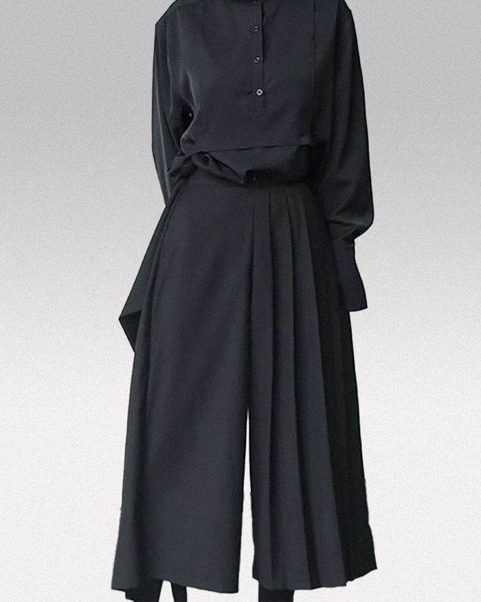 Pantalon Hakama Noir Élégant - pantalon hakama - Pantalon Hakama Noir pour un Style Unique et Élégant