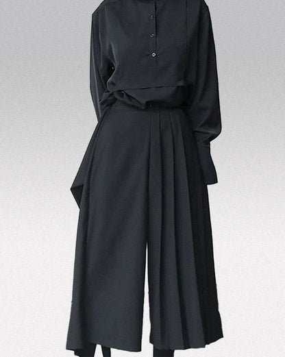 Pantalon Hakama Noir Élégant - pantalon hakama - Pantalon Hakama Noir pour un Style Unique et Élégant