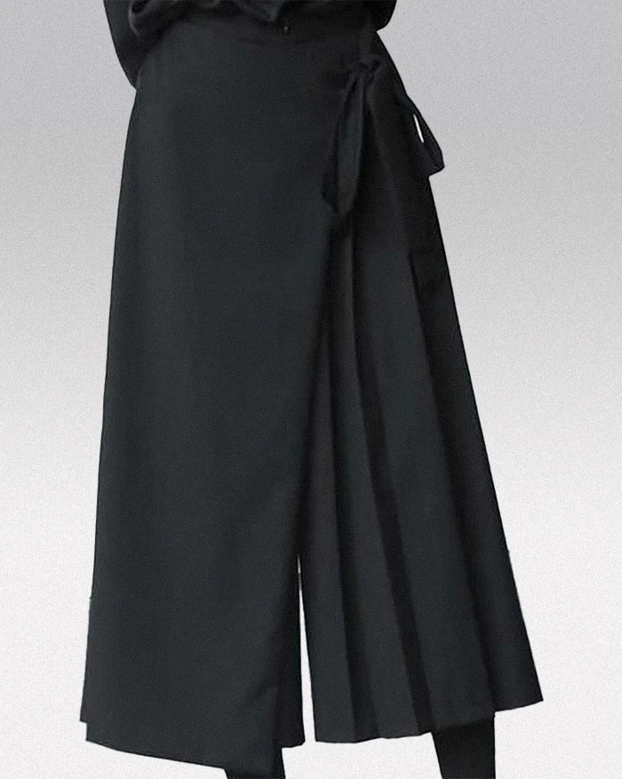 Pantalon Hakama Noir Élégant - pantalon traditionnel japonais - Pantalon Hakama Noir pour un Style Unique et Élégant