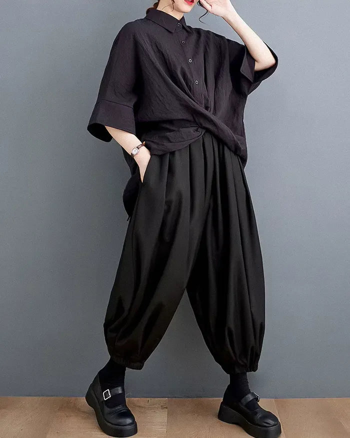 Pantalon large chic pour femmes -  mode japonaise - Pantalon large chic pour un style sans effort