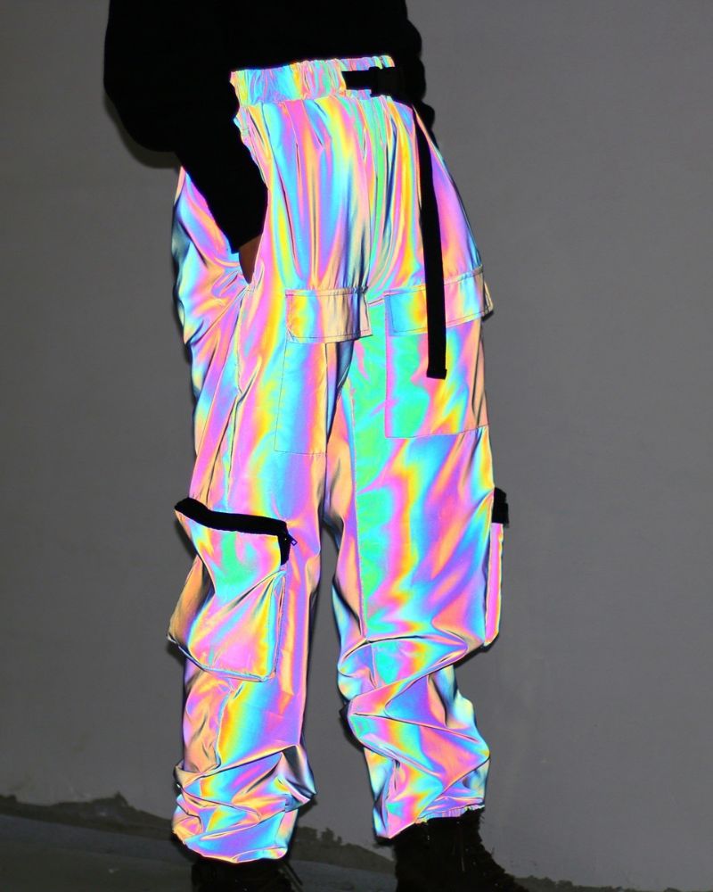 Pantalon Laser Réfléchissant Accrocheur -  habillement de soirée - Pantalon Réfléchissant Confortable pour Soirées et Plein Air