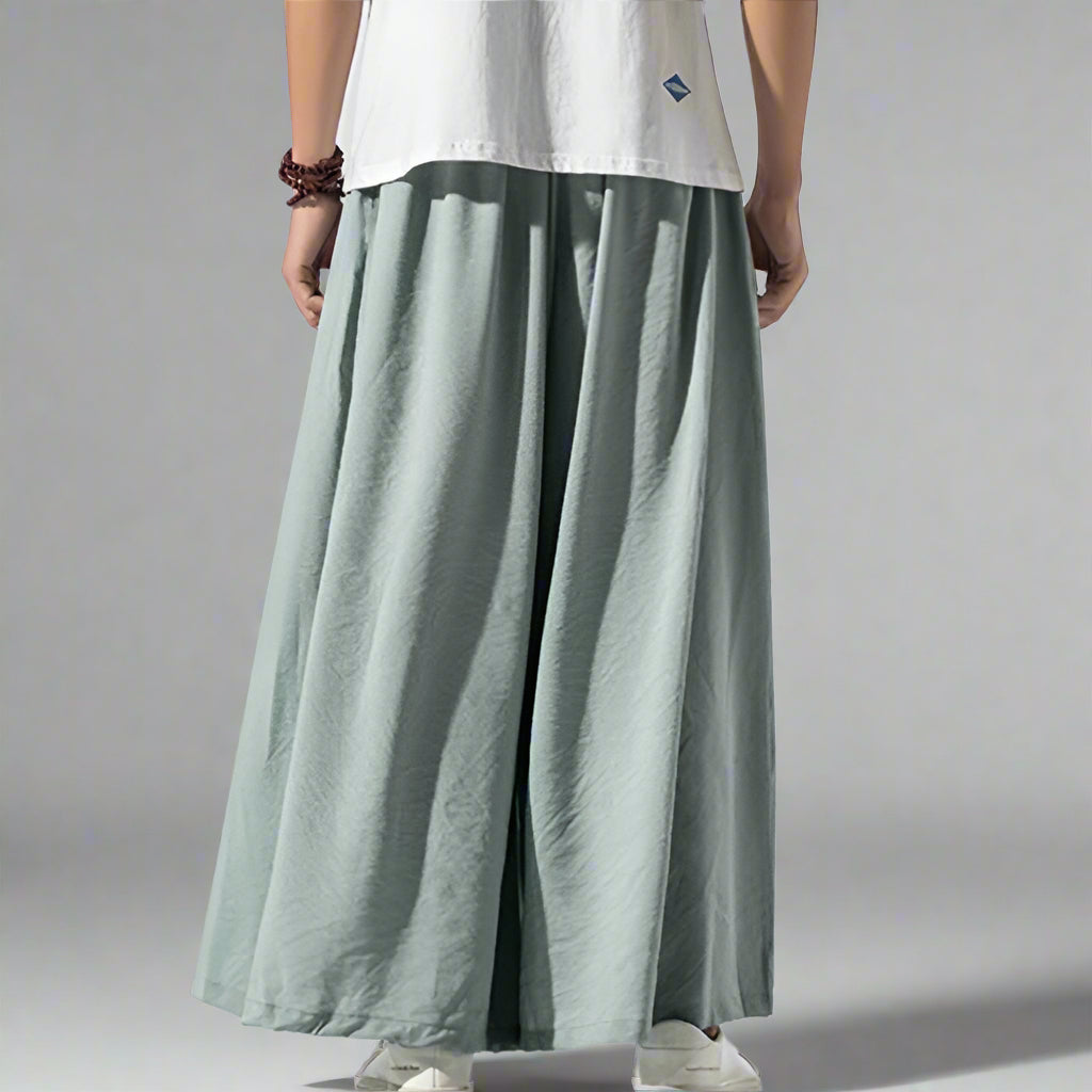 Pantalons Amples et Élégants -  taille élastique - Pantalons Amples et Élégants au Style Hakama