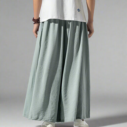Pantalons Amples et Élégants -  taille élastique - Pantalons Amples et Élégants au Style Hakama