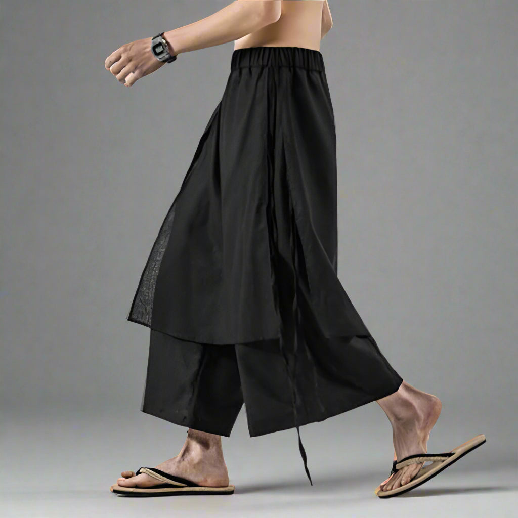 Pantalons Amples Superposés Élégants -  loose fit - Pantalons Amples Style Hakama Inspirés du Streetwear
