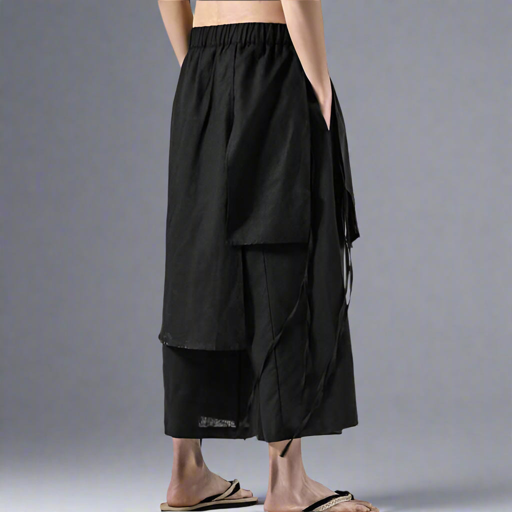 Pantalons Amples Superposés Élégants - pantalons de style hakama - Pantalons Amples Style Hakama Inspirés du Streetwear