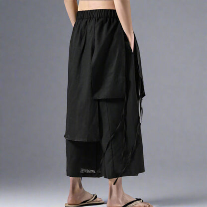 Pantalons Amples Superposés Élégants - pantalons de style hakama - Pantalons Amples Style Hakama Inspirés du Streetwear
