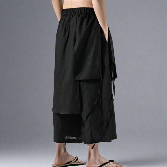 Pantalons Amples Superposés Élégants - pantalons de style hakama - Pantalons Amples Style Hakama Inspirés du Streetwear