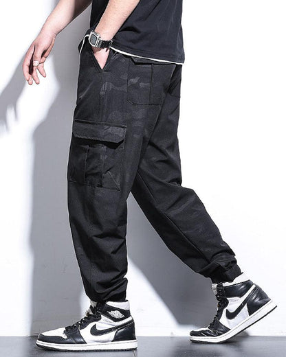 Pantalons Cargo Camouflage Décontractés -  décontracté - Pantalons cargo camouflage légers en soie glacée pour l'été