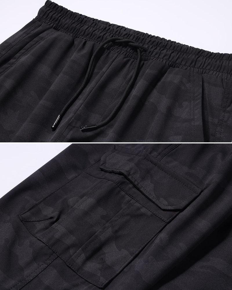Pantalons Cargo Camouflage Décontractés -  soie glacée - Pantalons cargo camouflage légers en soie glacée pour l'été
