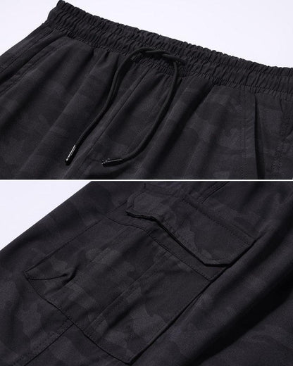 Pantalons Cargo Camouflage Décontractés -  soie glacée - Pantalons cargo camouflage légers en soie glacée pour l'été