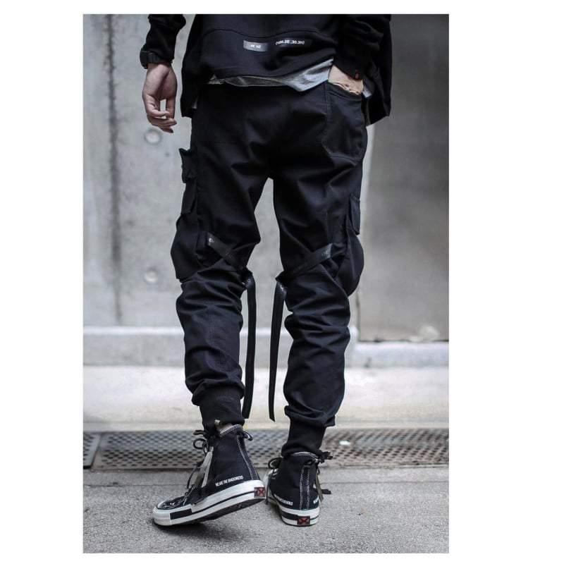 Pantalons Cargo Chic Utility en Ruban - pantalons techwear - Pantalons Cargo Chic Utility pour un Style Urbain