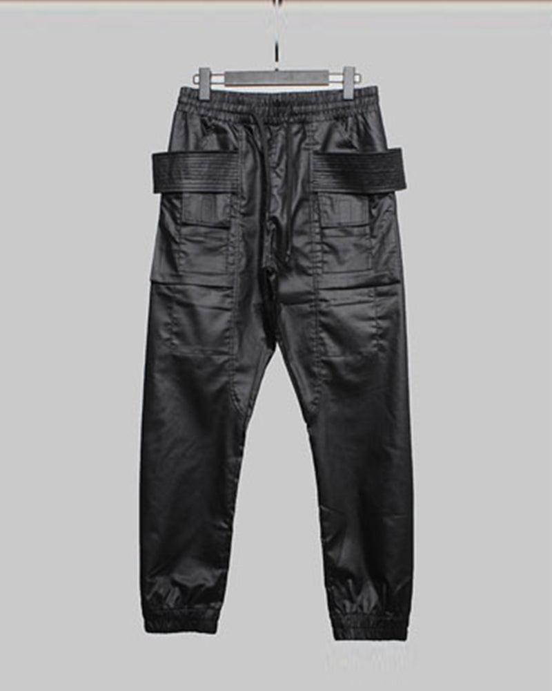 Pantalons Cargo Cirés Noirs Chic - pantalons cargo - Pantalons Cargo Cirés Noirs Pour un Style Chic