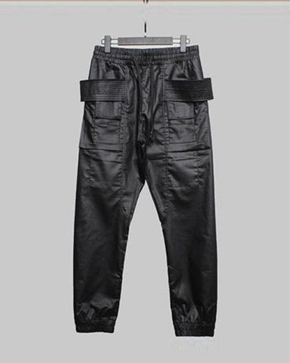 Pantalons Cargo Cirés Noirs Chic - pantalons cargo - Pantalons Cargo Cirés Noirs Pour un Style Chic