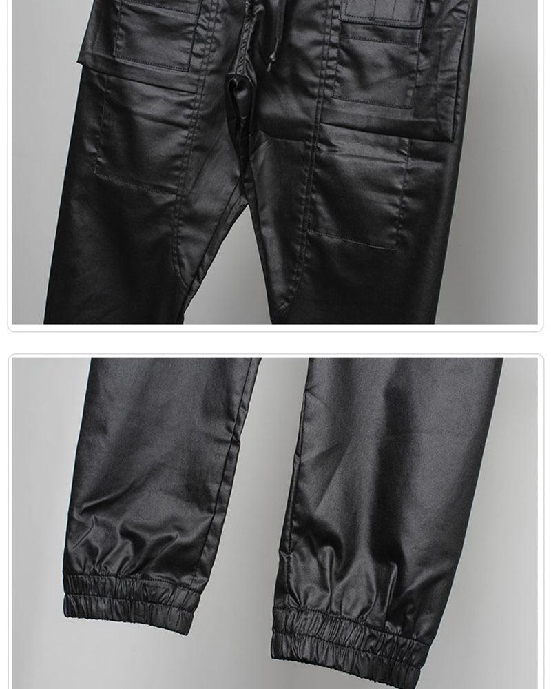 Pantalons Cargo Cirés Noirs Chic -  pantalons noirs - Pantalons Cargo Cirés Noirs Pour un Style Chic