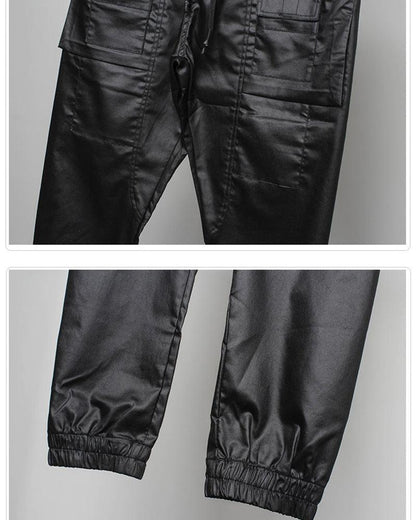 Pantalons Cargo Cirés Noirs Chic -  pantalons noirs - Pantalons Cargo Cirés Noirs Pour un Style Chic
