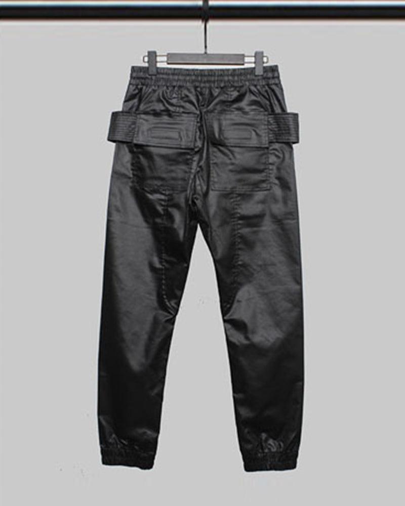 Pantalons Cargo Cirés Noirs Chic - pantalons pour homme - Pantalons Cargo Cirés Noirs Pour un Style Chic