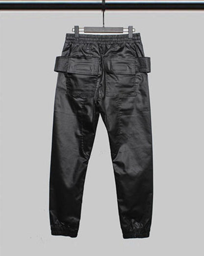 Pantalons Cargo Cirés Noirs Chic - pantalons pour homme - Pantalons Cargo Cirés Noirs Pour un Style Chic