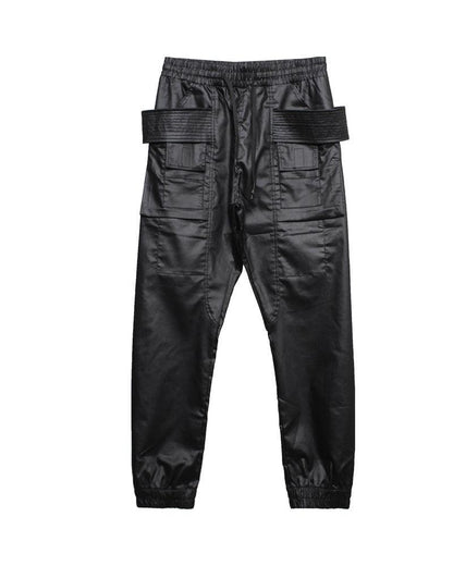 Pantalons Cargo Cirés Noirs Chic -  vêtements techwear - Pantalons Cargo Cirés Noirs Pour un Style Chic