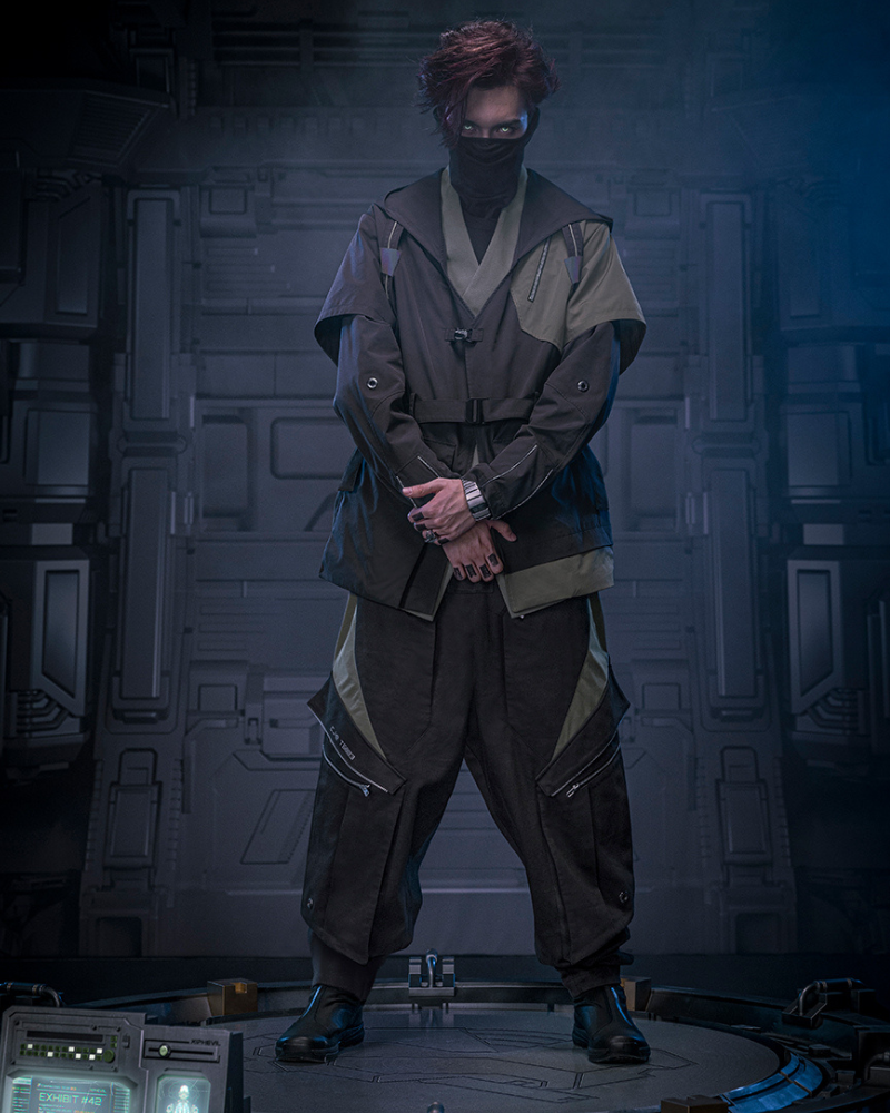 Pantalons Cargo Futuristes Shadow -  pantalons cyberpunk - Pantalons Cargo Futuristes en Gris Foncé