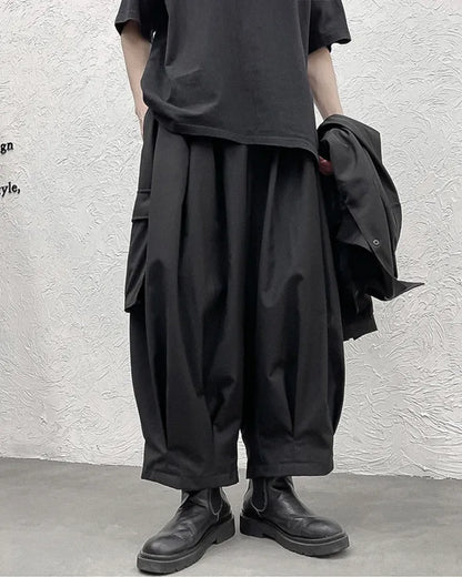 Pantalons Cargo Hakama Polyvalents -  design japonais - Pantalons Cargo Hakama pour un Style Urbain Unique
