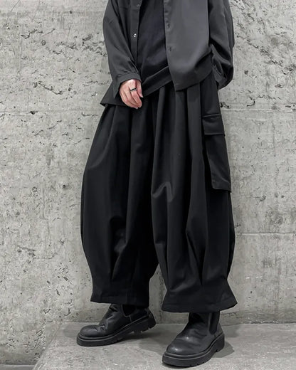 Pantalons Cargo Hakama Polyvalents -  mode urbaine audacieuse - Pantalons Cargo Hakama pour un Style Urbain Unique